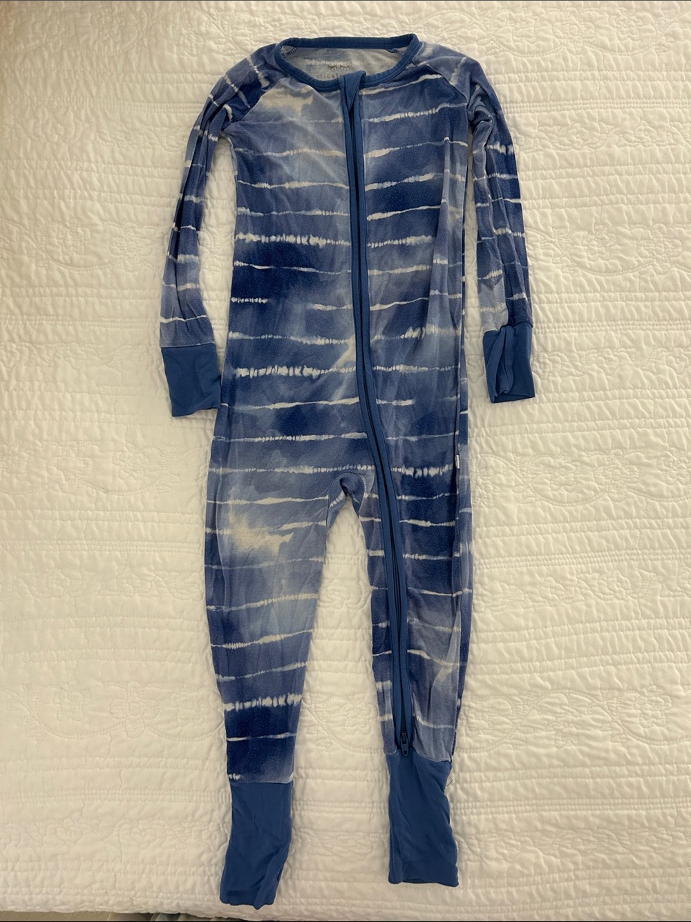 Little Sleepies Navy Blue Tie-Dye Footed One-Piece Pajama